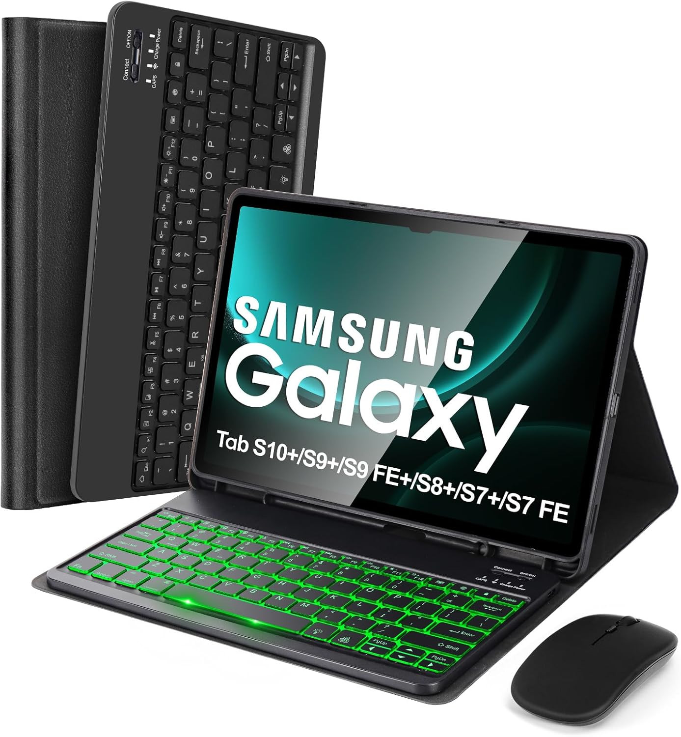 7 Colors Backlit Keyboard Case with Mouse for 12.4" Samsung Galaxy Tab S7 FE/S7