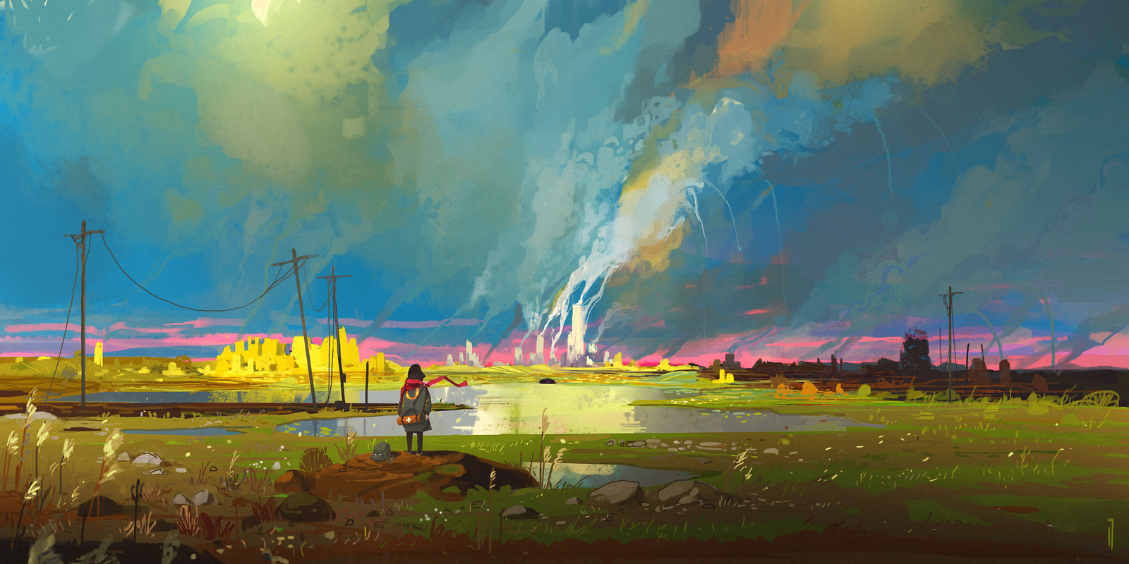 Landscape ismail inceoglu smoke standing alone sky Custom Gaming Mat Desk