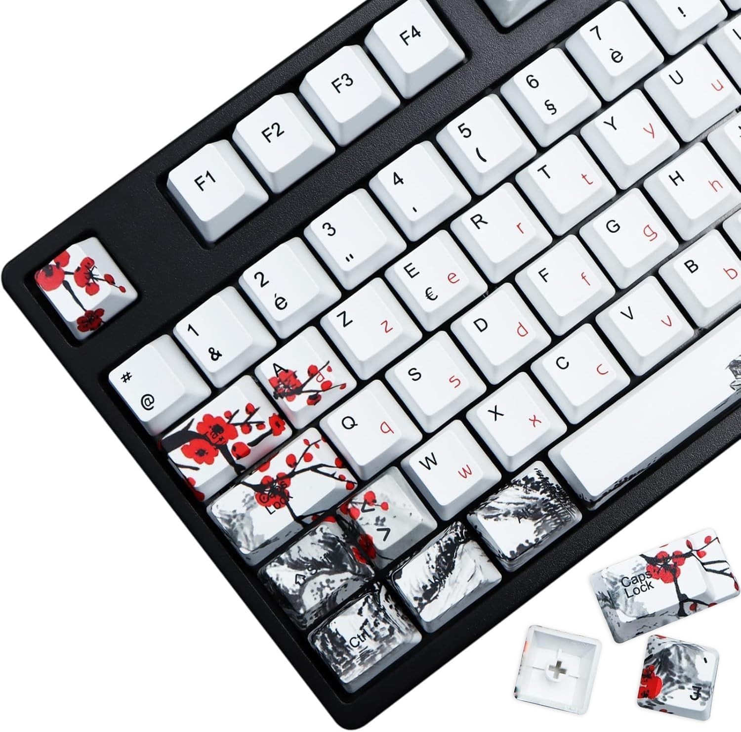 MOLGRIA Keycaps 110 Set for Full Size Mechanical Keyboard Plum Blossom 110 En Fr