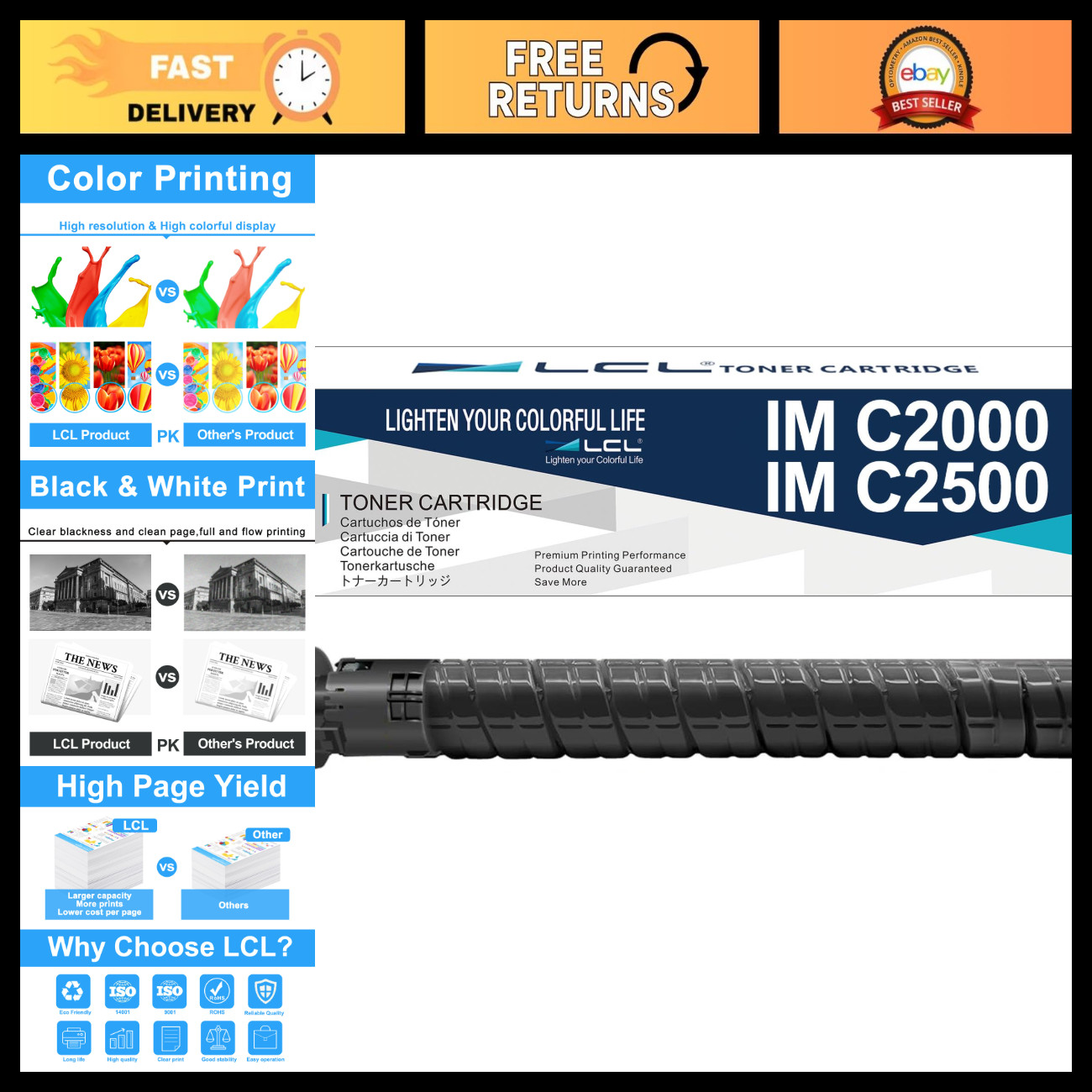 Compatible Toner Cartridge for Ricoh IM C2000 C2500 - Black, High Yield, 1-Pack