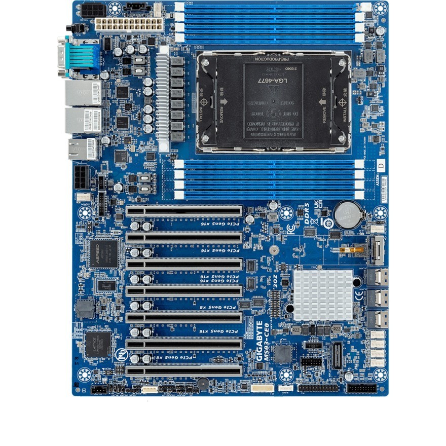 Gigabyte MS03-CE0 ATX Motherboard LGA4677 Intel C741 DDR5 8DIMM PCIe 5.0 Server