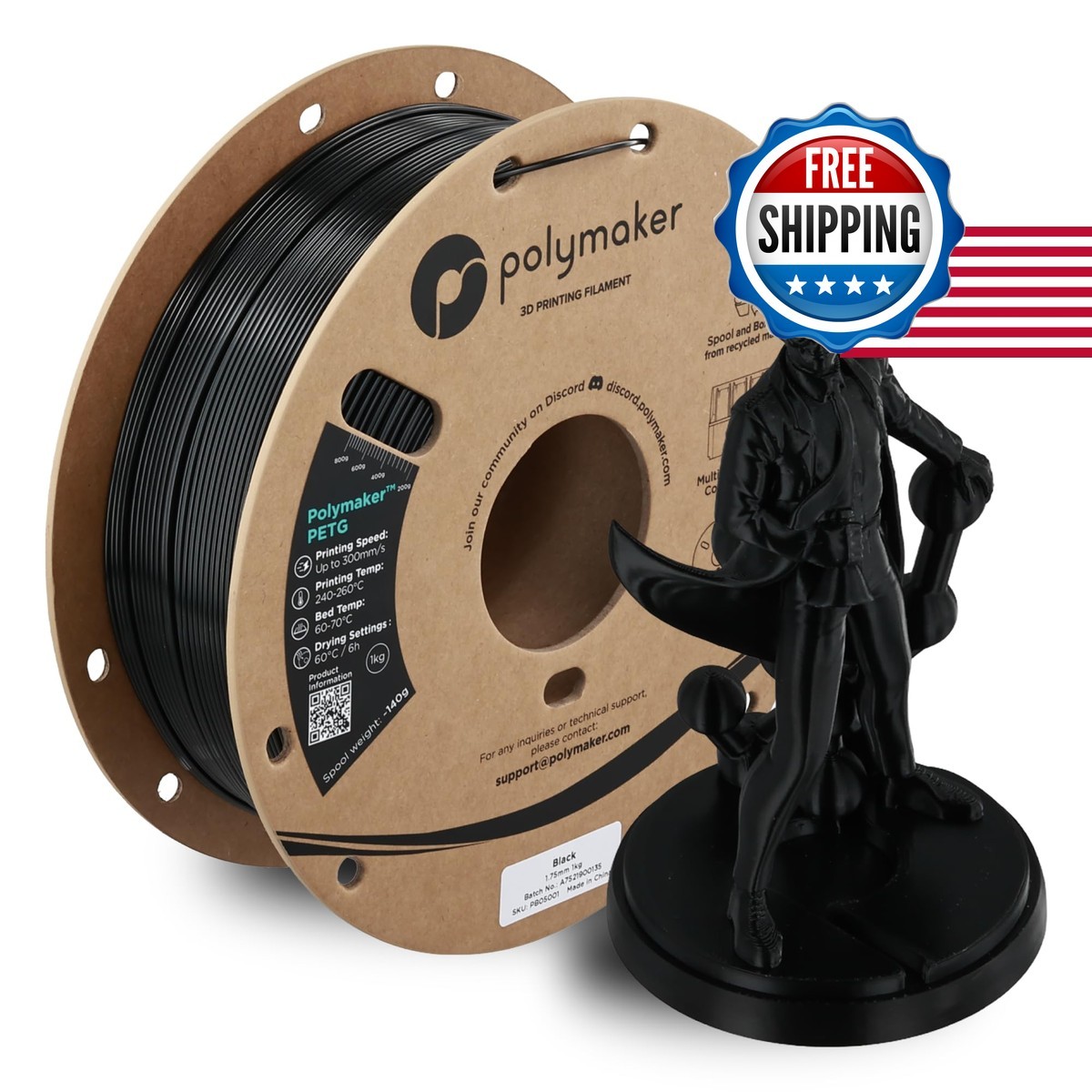 Polymaker PETG Filament 1.75mm Black 1KG