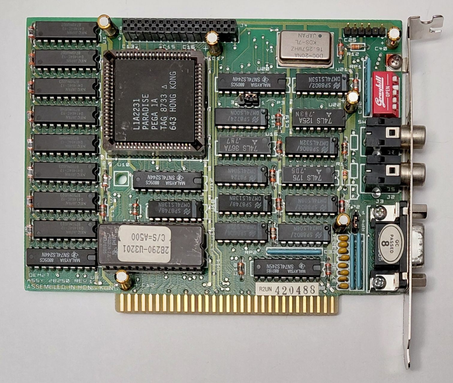 Paradise Autoswitch EGA 350 8-bit ISA EGA Graphics Card (Retro, 1988)