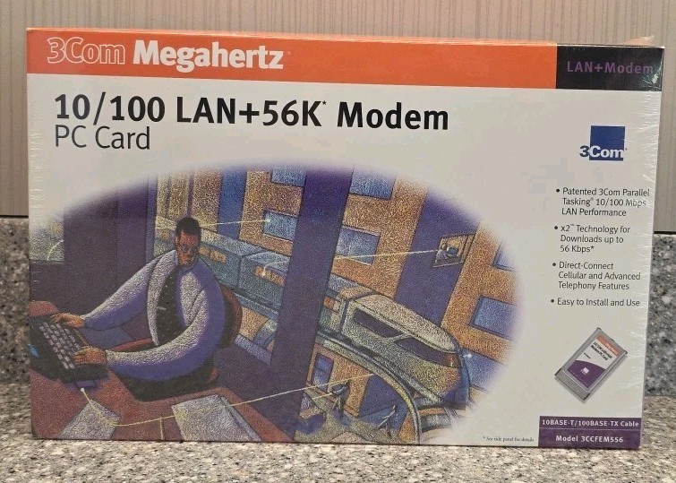 3COM Megahertz 10/100 LAN+56K Modem PC Card 3CCFEM556 1998 Sealed