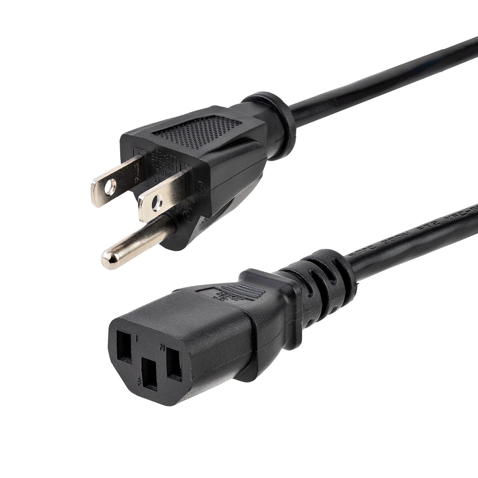 StarTech.com 3ft (1m) Computer Power Cord, NEMA 5-15P to C13, 10A 3 ft, Black
