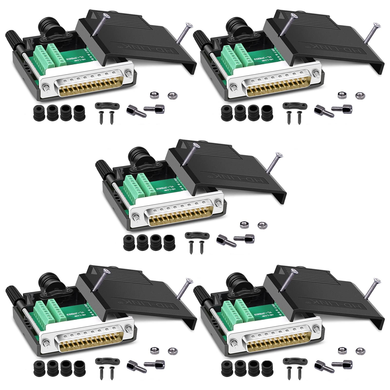 5PCS DB25 Solderless RS232 Serial to 25 pin Terminal Adapter