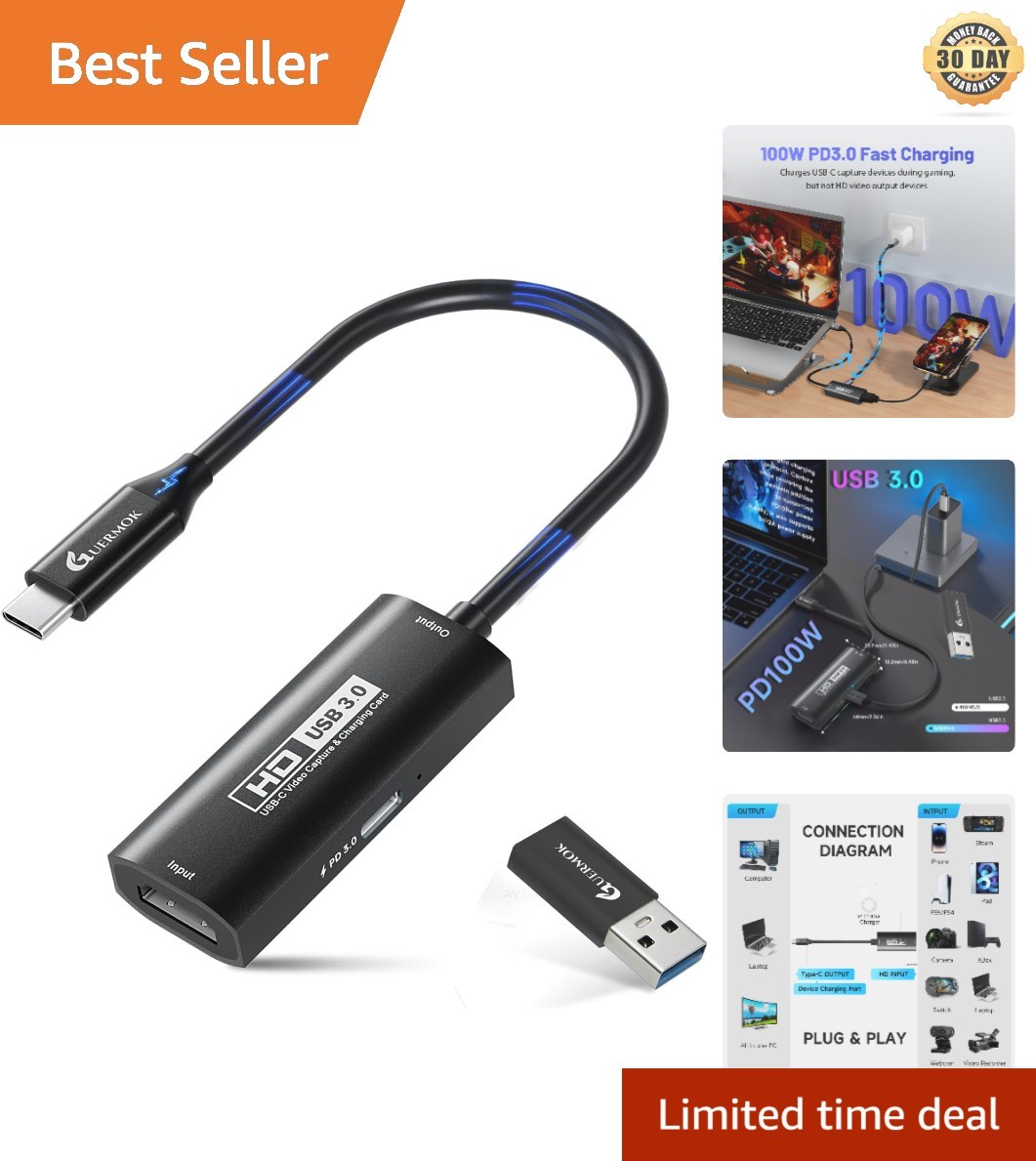Versatile 4K HDMI Capture Card - Compatible with PS5, Xbox, Mac & Windows