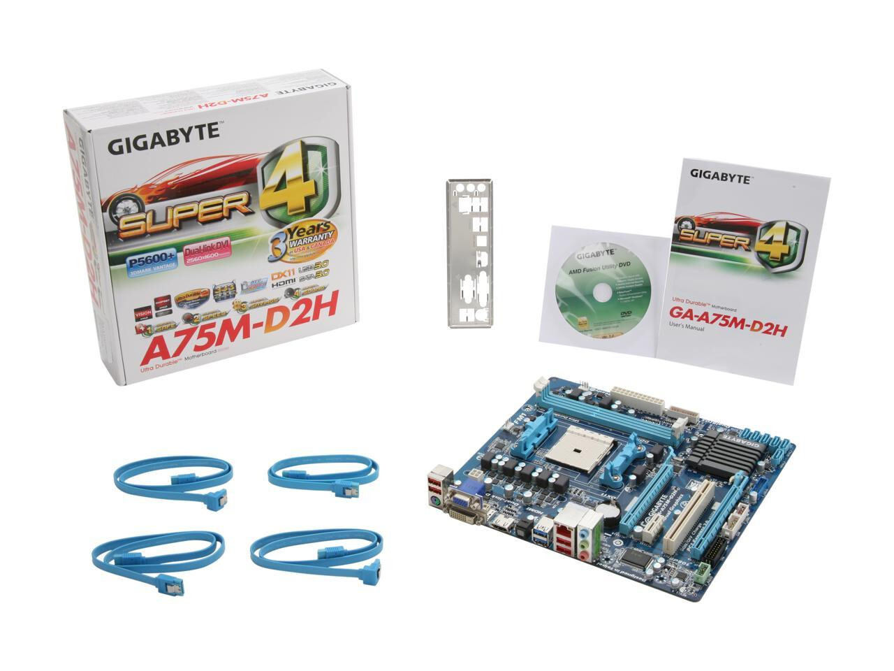 GIGABYTE GA-A75M-D2H Rev. 1.0 AMD A75 Socket FM1 SATA 6Gb/s mATX Motherboard