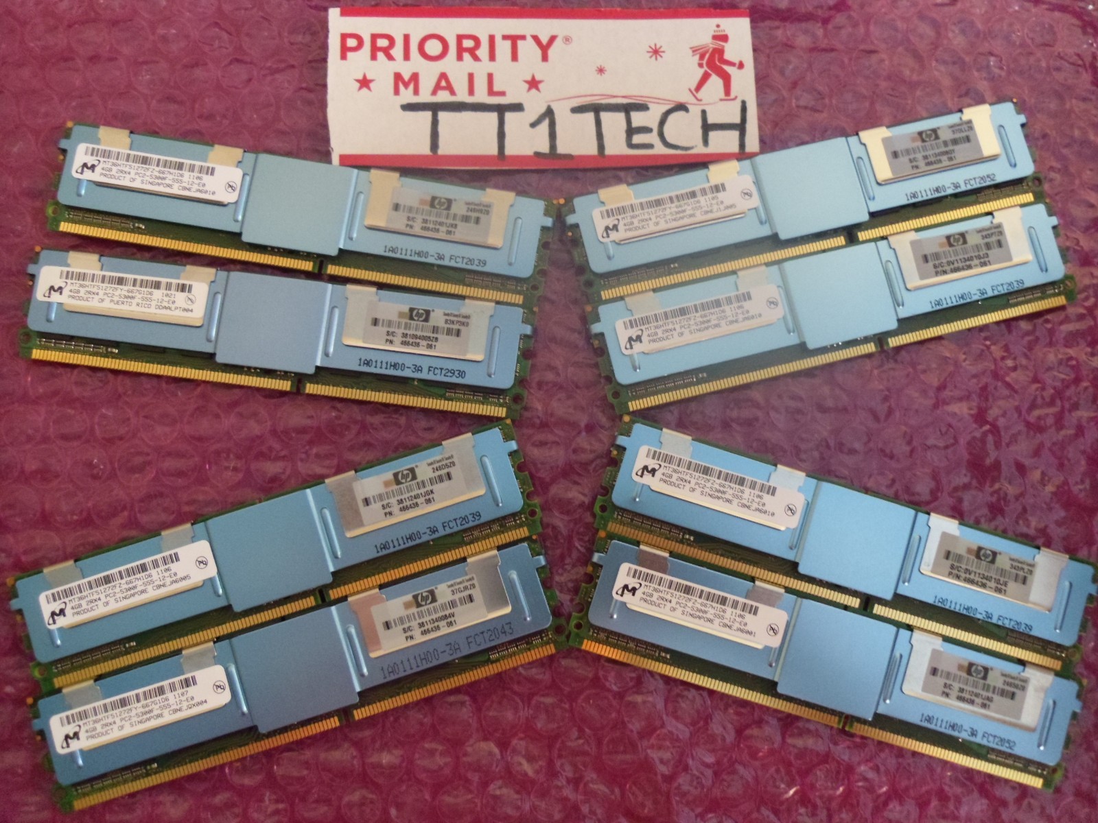 MICRON 32GB 8x4GB PC2-5300F FB DIMM DDR2 667 ECC REG MEMORY 1 YEAR WARRANTY