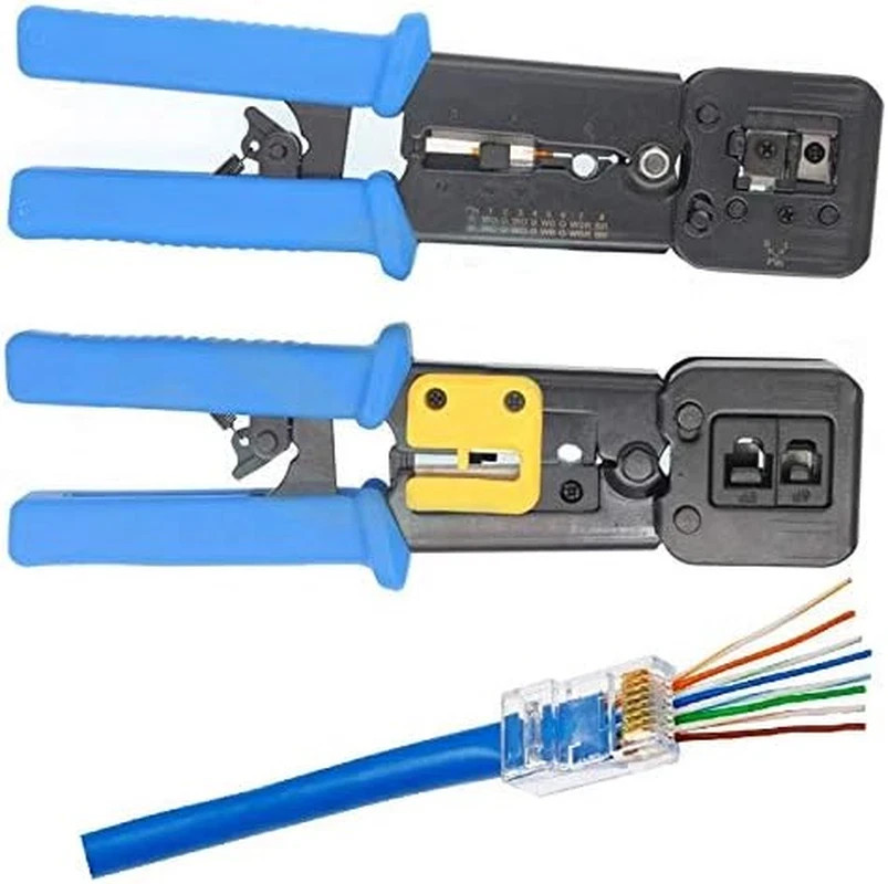 ® All-In-One Crimper for Pass-Through/Ez/Legacy RJ11/RJ12/RJ45 Connectors Profes
