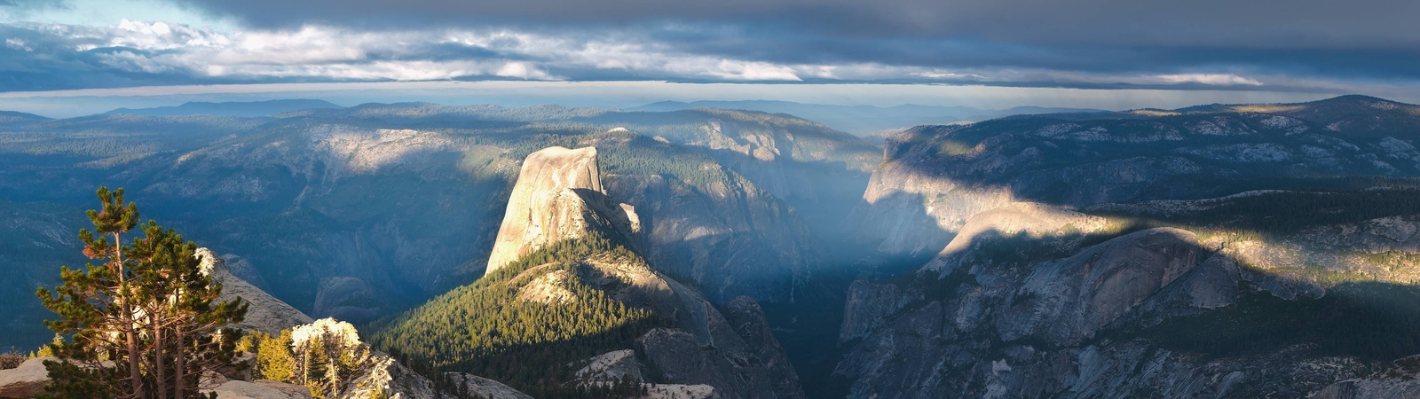 Landscape multiple display half dome yosemite national Custom Gaming Mat Desk