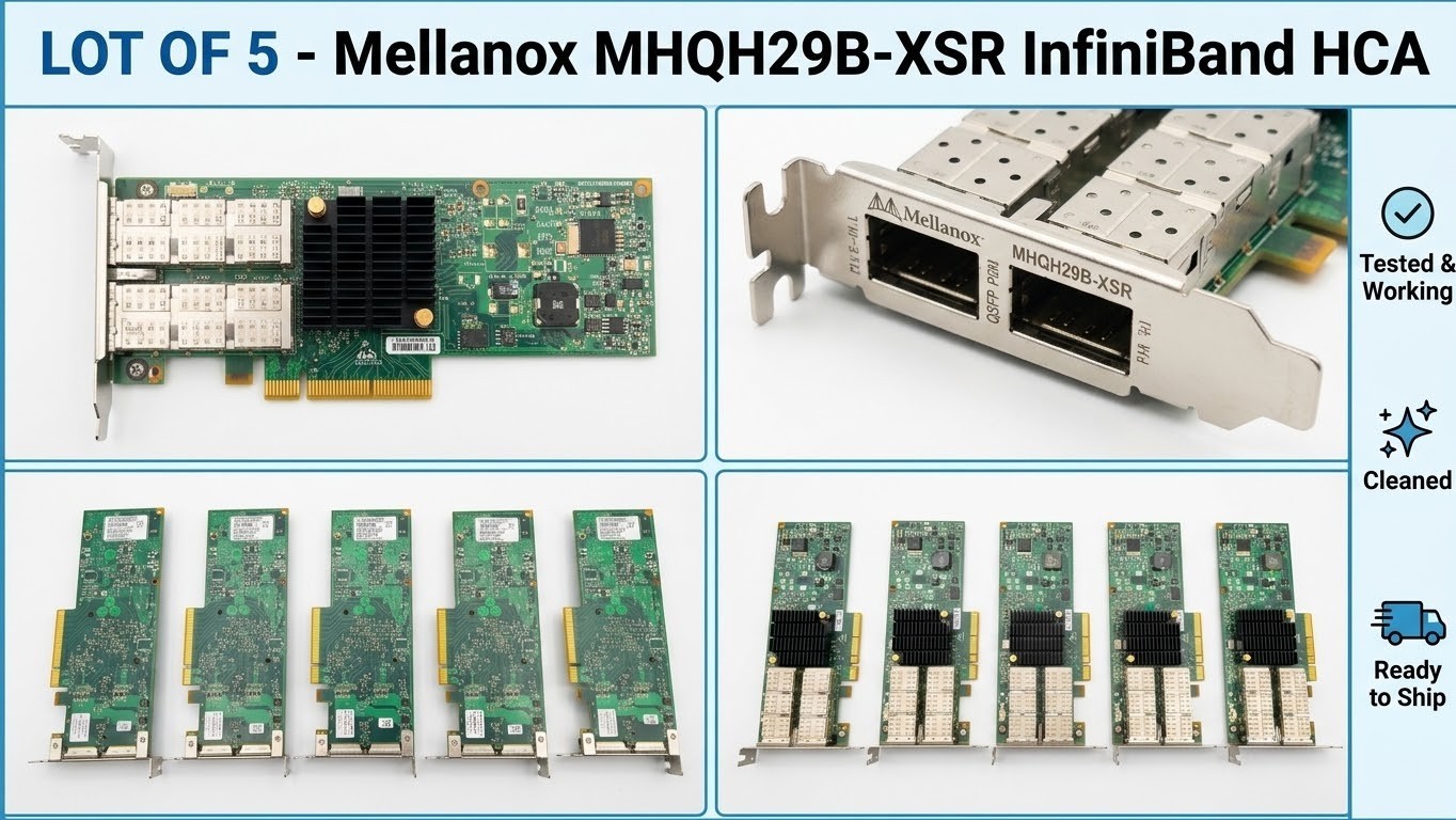 LOT OF 5 Mellanox MHQH29B-XSR 40Gbps 2-Port 4X QDR InfiniBand X4242A 375-3696