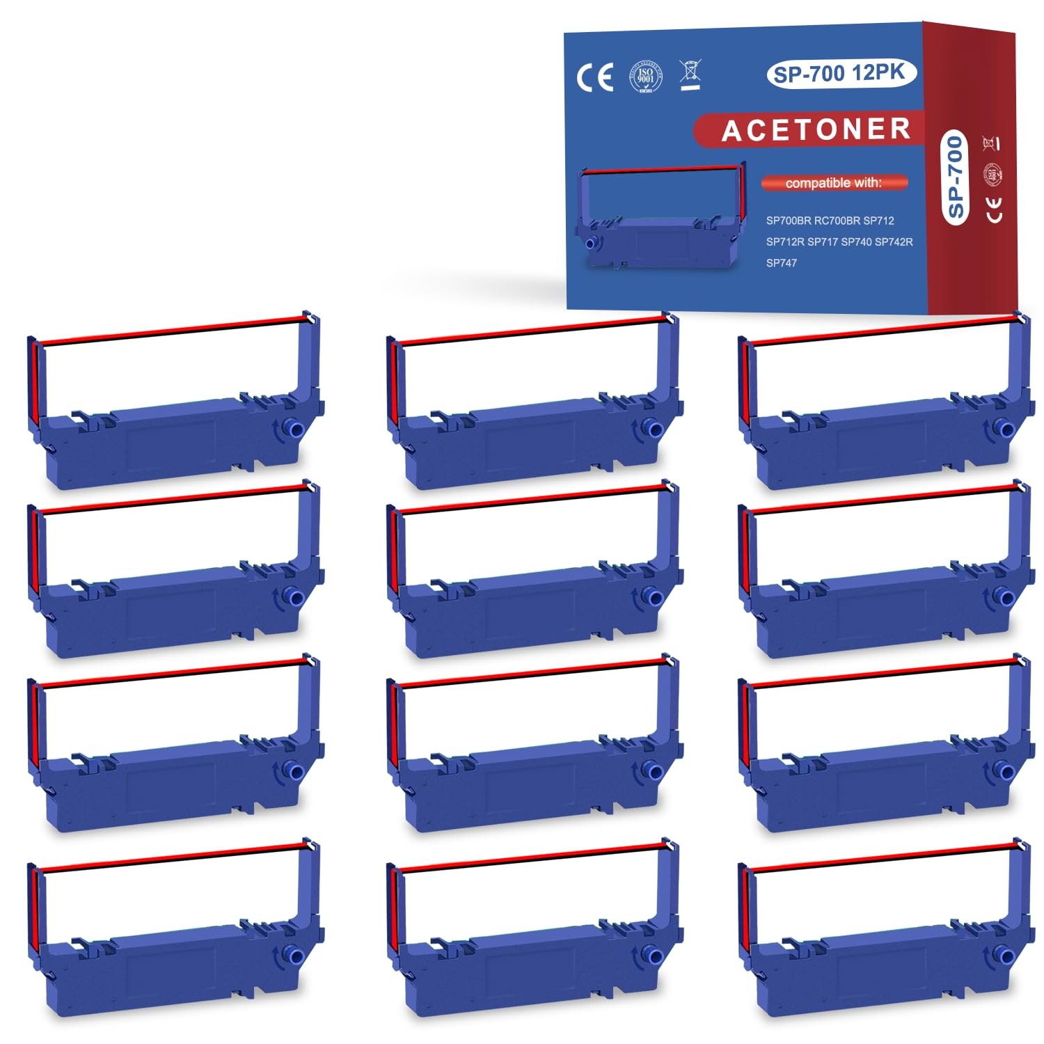 12 Pack SP700 Ribbon for SP700 Printer Ribbon Black and Red SP700 SP-700