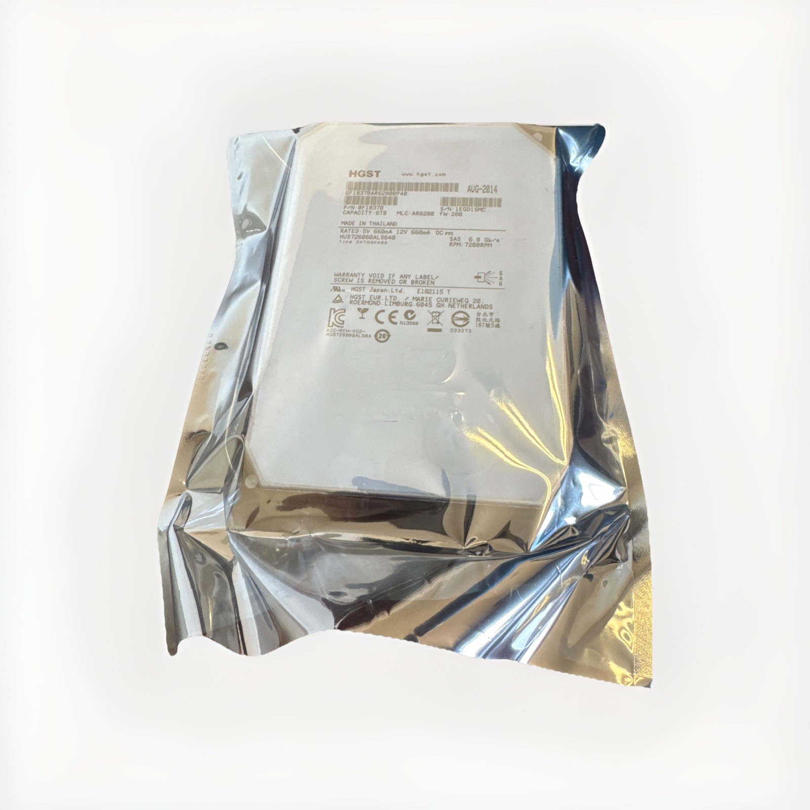 HGST Ultrastar 6TB 7.2K RPM 6Gb/s SAS 3.5" HDD | HUS726060ALS640 0F18370
