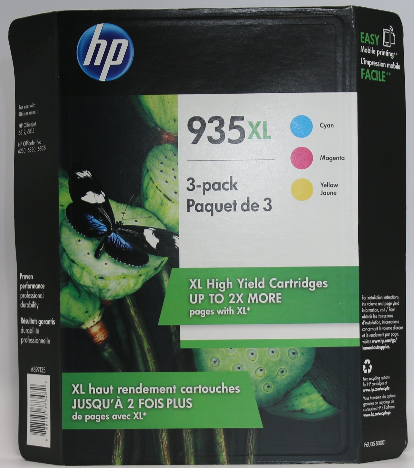 HP 935XL Ink Cartridge Pack - Cyan/Magenta/Yellow (F6U05BN) - NEW EXP 2026