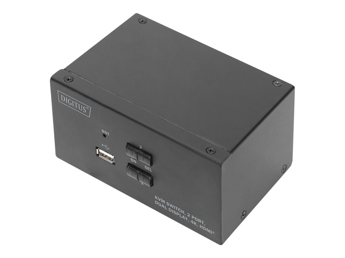 DIGITUS KVM Switch Dual HDMI Desktop KVM Switch Kvm Switch 2-Port USB DS-12860