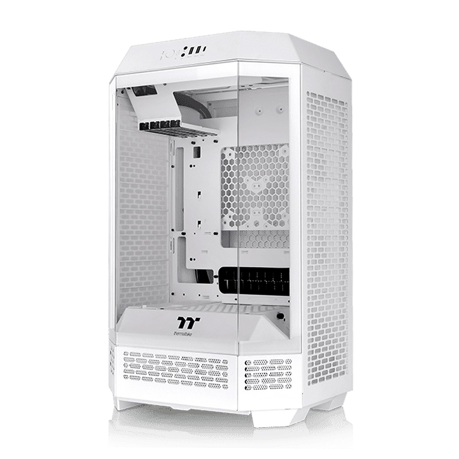Tower 300 Snow Micro Tower Case Octagonal Design With Tempered Glass White