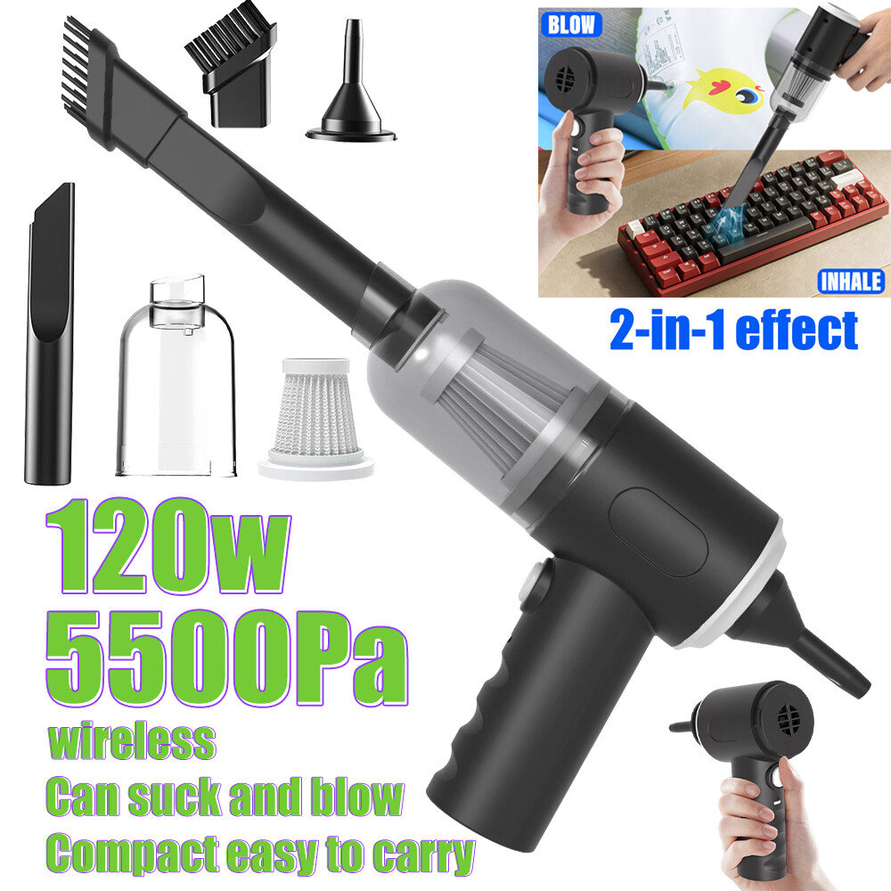 2 IN 1  Electric Cordless  Air Duster Compact Vacuum Cleaner for PC Keyboard Car