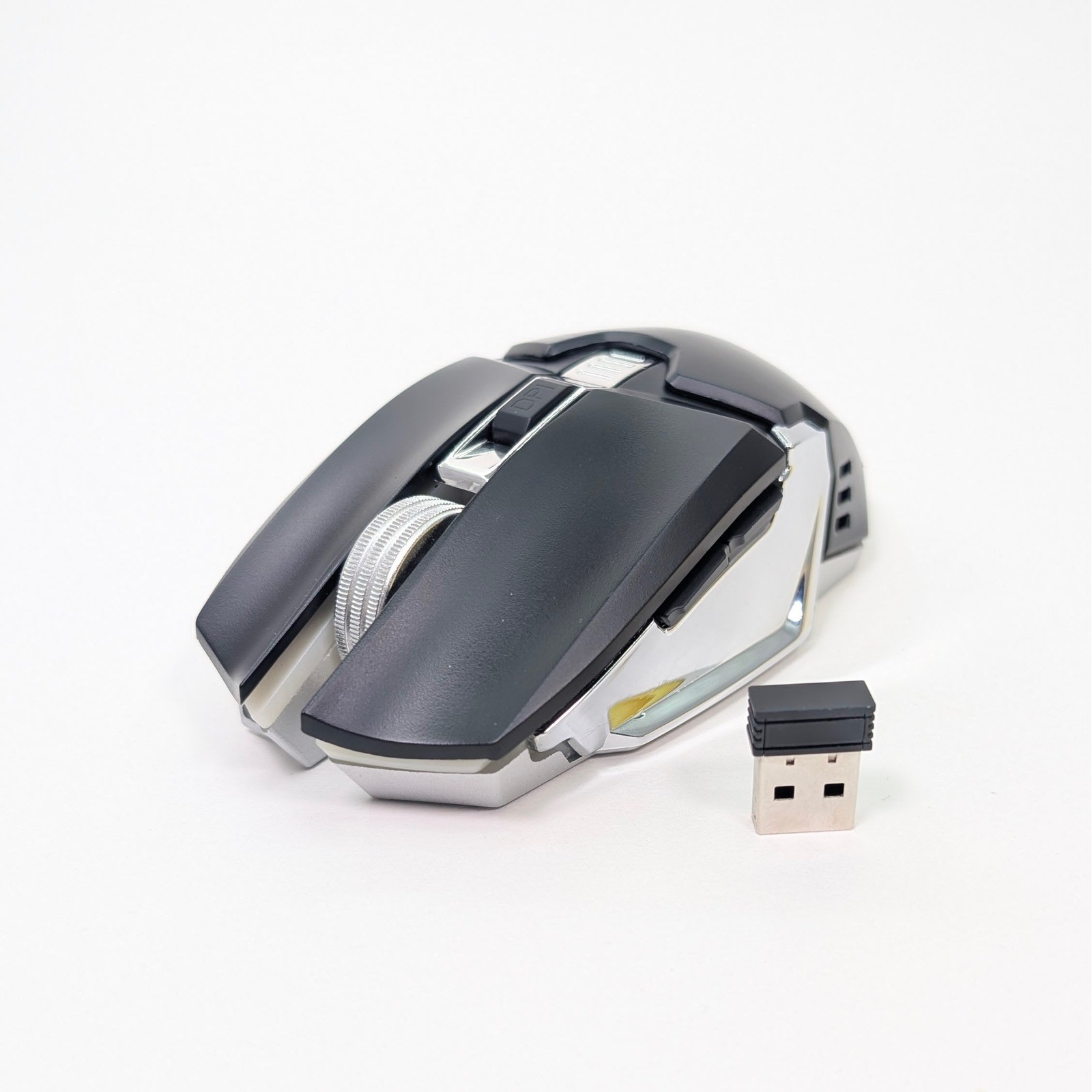 Mamba Snake Wireless Gaming Mouse RGB LED Rechargeable Black/Chrome USB Receiver