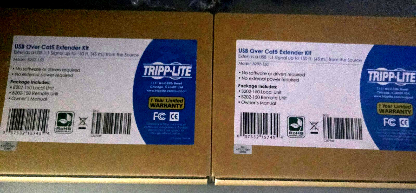 Tripp Lite B202-150 USB Over Cat5 Extender Kit 150ft New Open Box