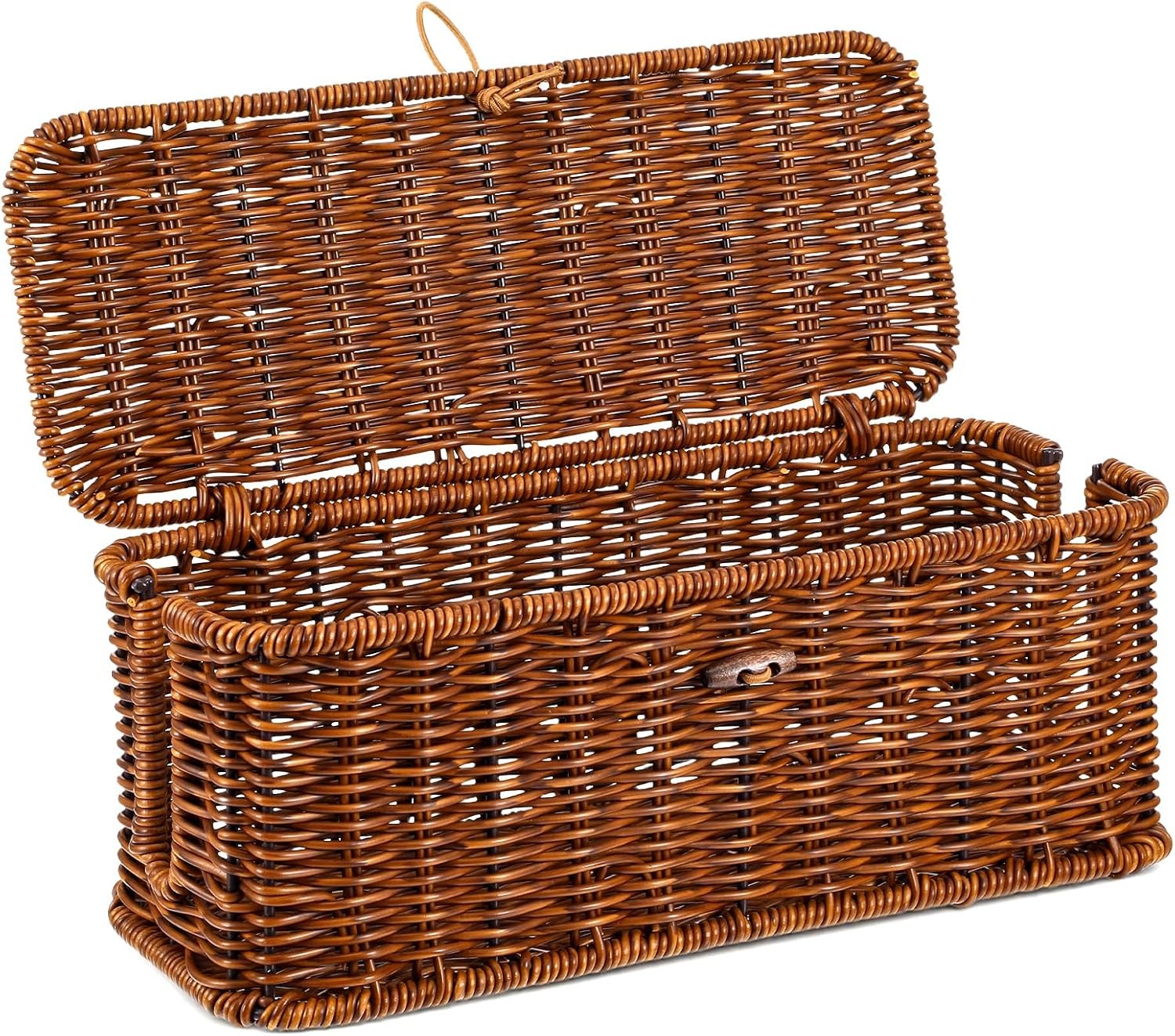 Cable Management Box Handmade Rattan Cable Organizer Stylish Hider Box with 2