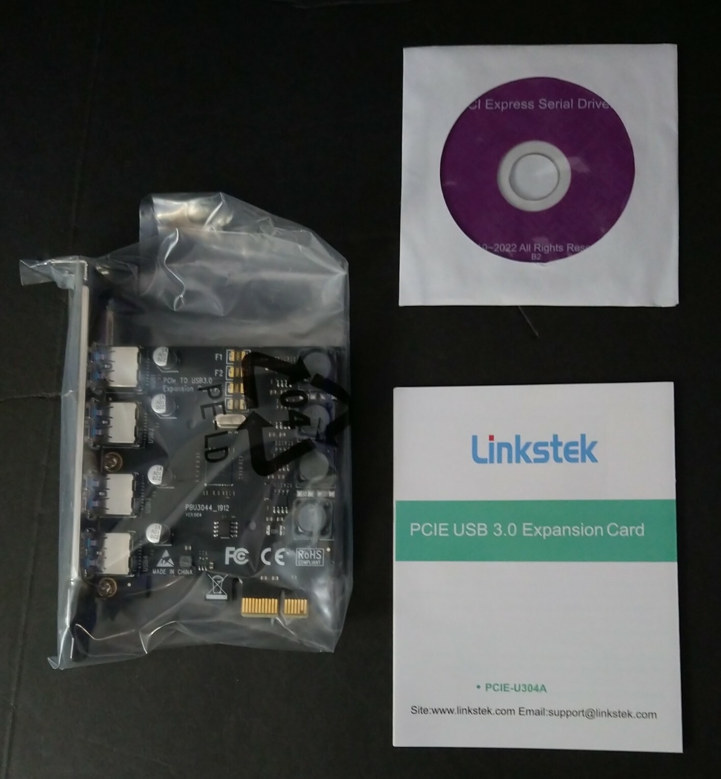 LINKSTEK 4/ PORTS PCIE USB POWER SUPPLY MODEL PCIE-U304A   3.0 CARD