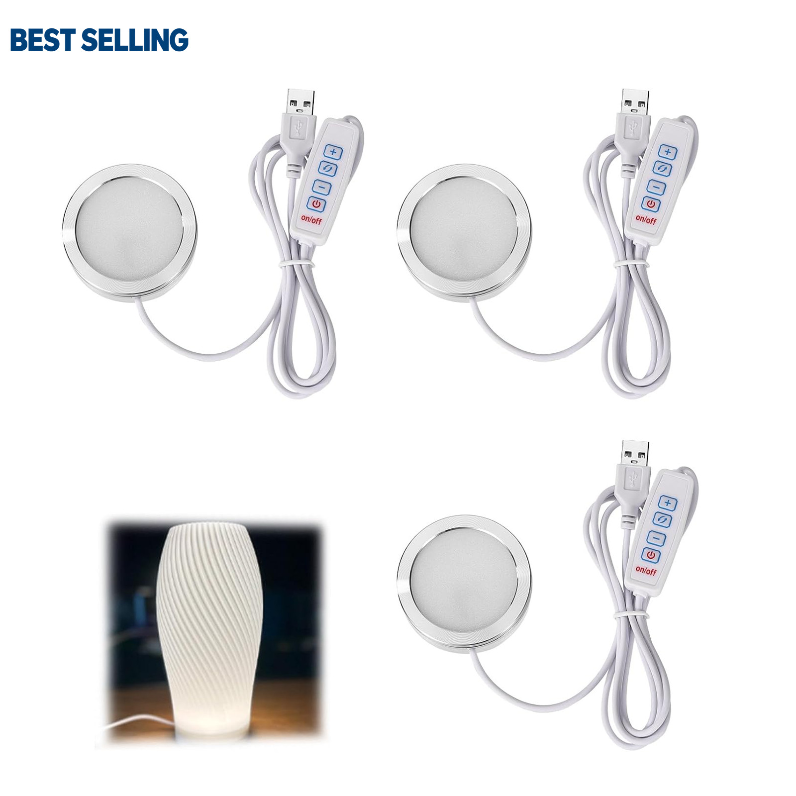 3pcs LED Lamp Kit with 3 Colors Dimmable USB Power for 3D Printers Bambu Lab