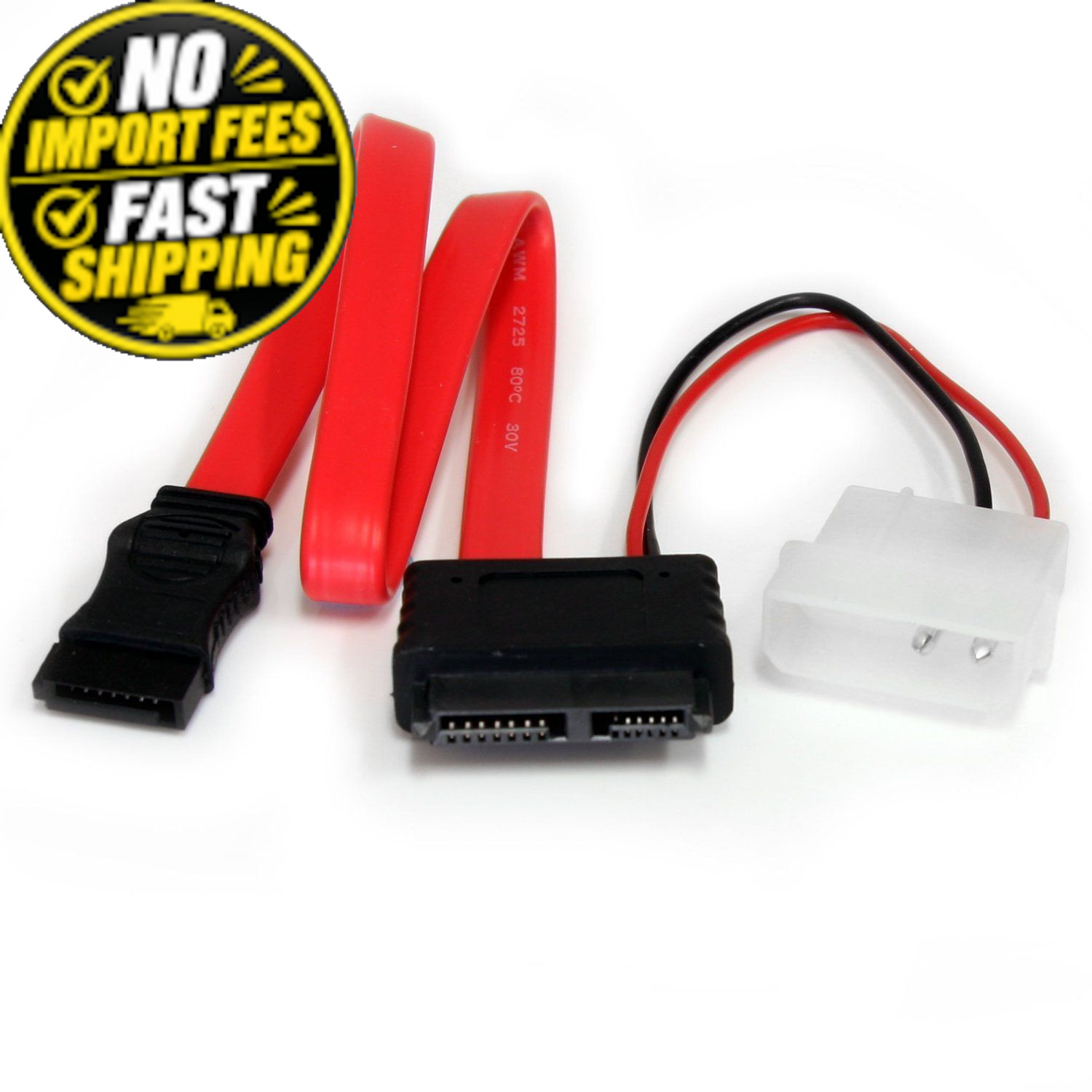 StarTech 12in Slimline SATA to with LP4 Power Cable 12 in, Red