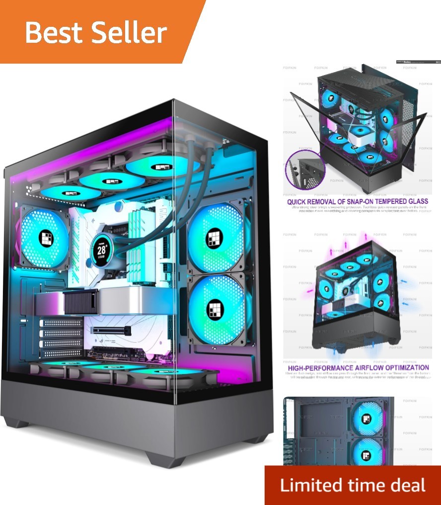 F1 Stylish Black Mid-Tower PC Case with RGB Lighting & Dust Filter Efficiency