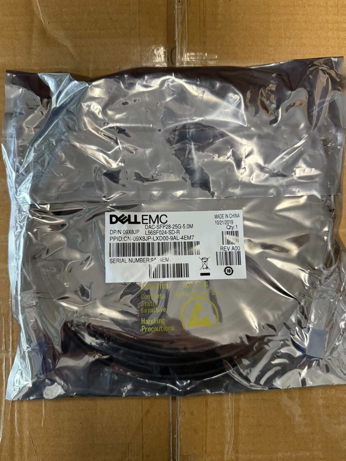 NEW Dell Copper 25G SFP28 to SFP28 Extension Cable 5M 9X8JP