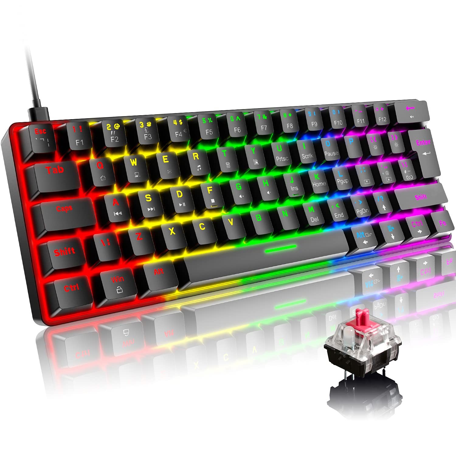 X ZIYOU LANG T60 60% Mechanical Gaming Keyboard Black ABS