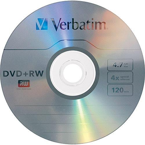 5 Verbatim Blank DVD+RW 4x Logo Branded 4.7GB Rewritable DVD Disc 