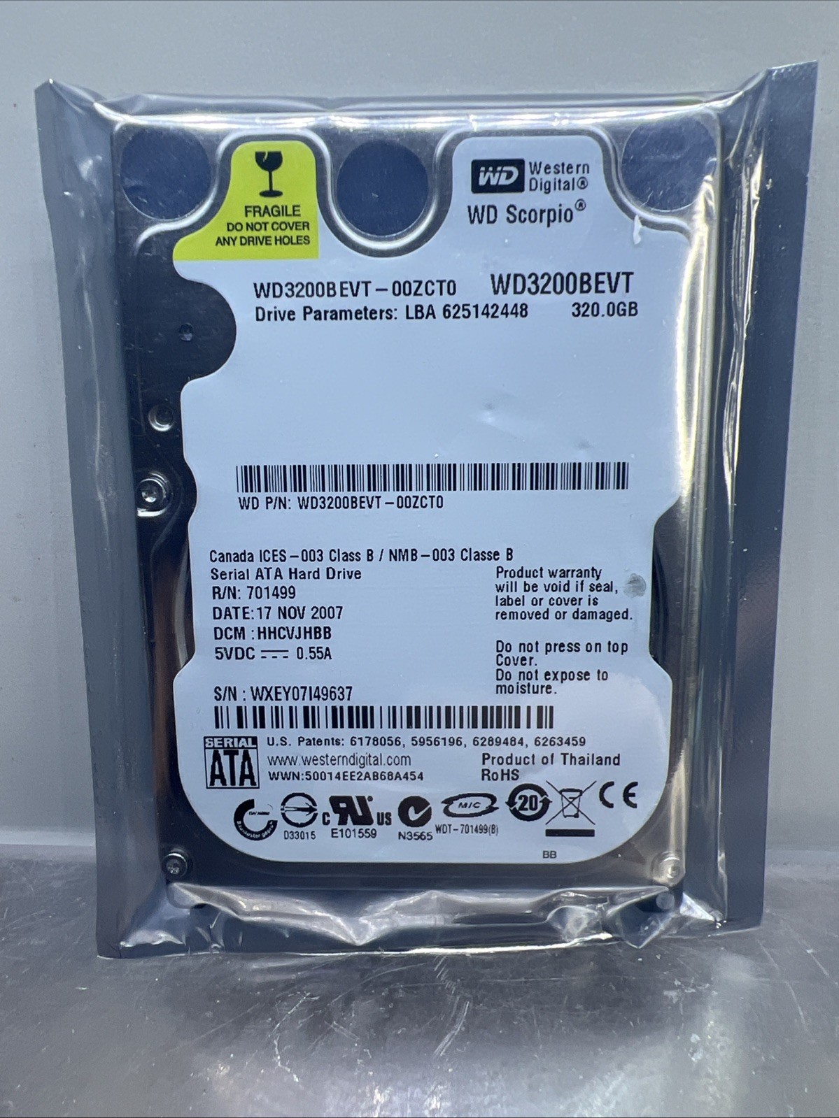 Western Digital APPLE Mac A1176 HDD 320GB Hard Drive WD3200BEVT-00ZCTO Scorpio