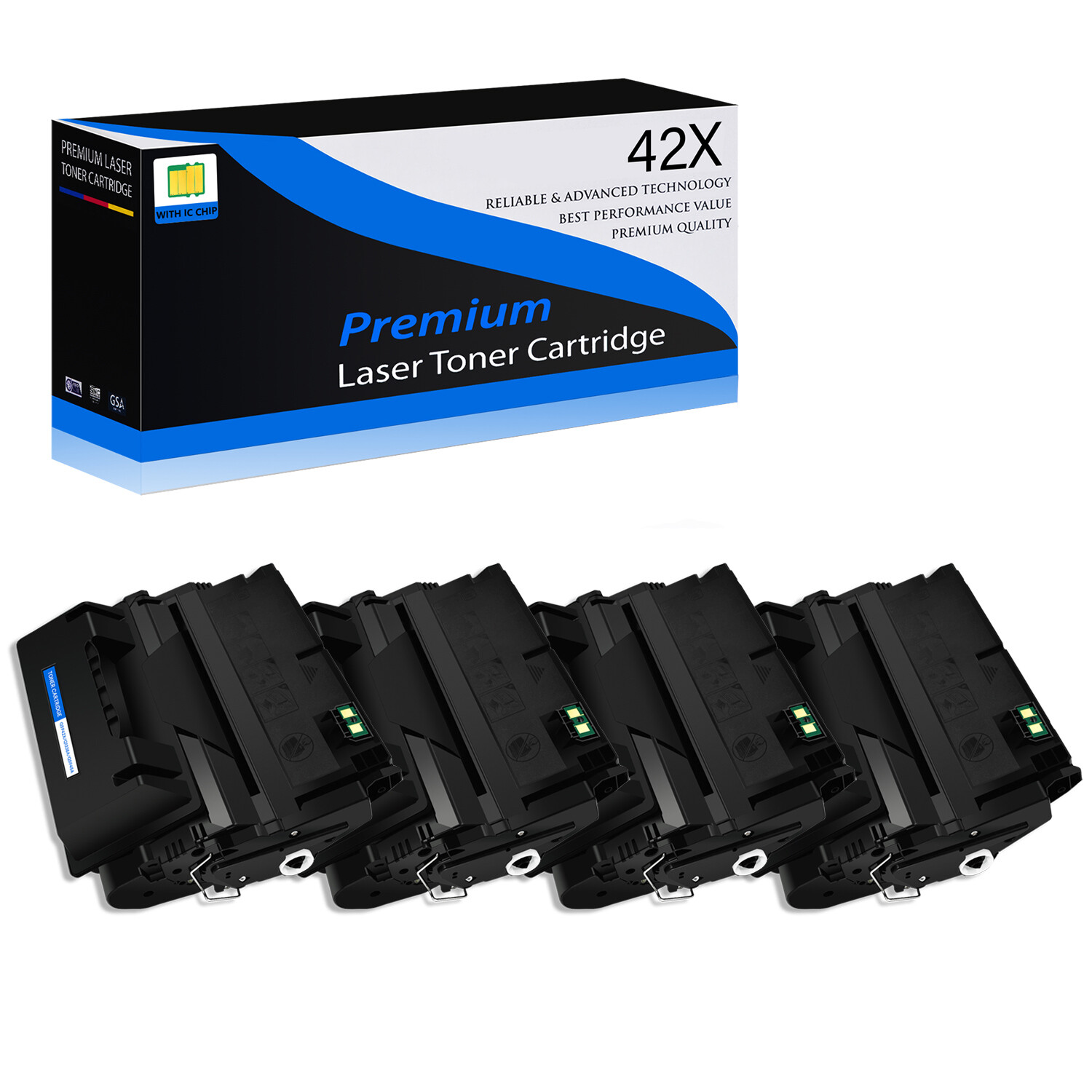4Pack Q5942X Black Toner Cartridge for HP LaserJet 4350dtn 4350dtnsl 4350n 4350t
