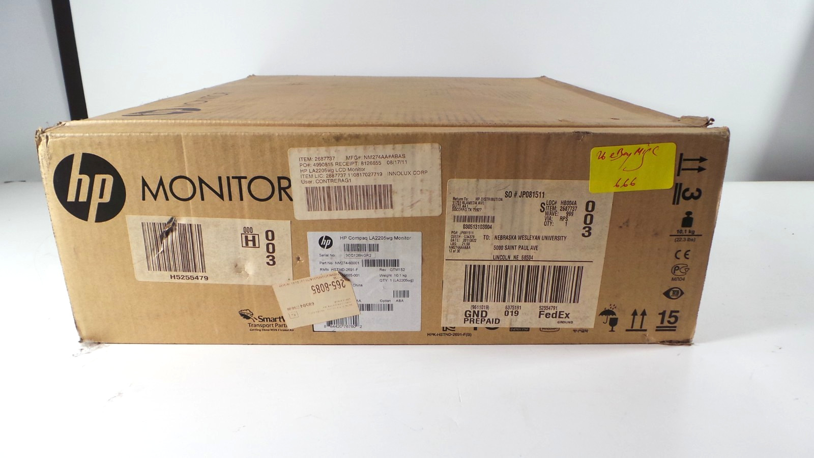 HP LA2205wg LCD Monitor 22" VGA DP DVI-D 2-Port USB Hub 519140-001 519685-001