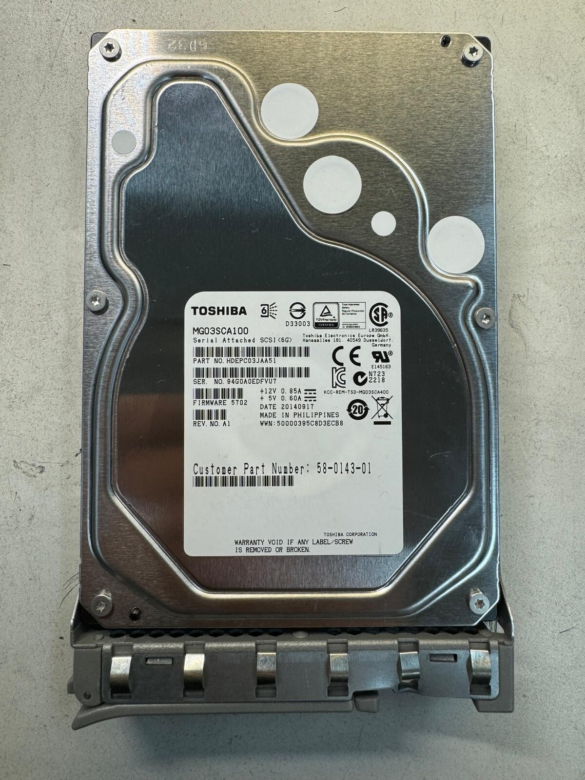 UCS-HDD1TI2F212 MG03SCA100 CISCO 1TB 7.2K RPM 6 Gb/s 3.5" SAS HDD