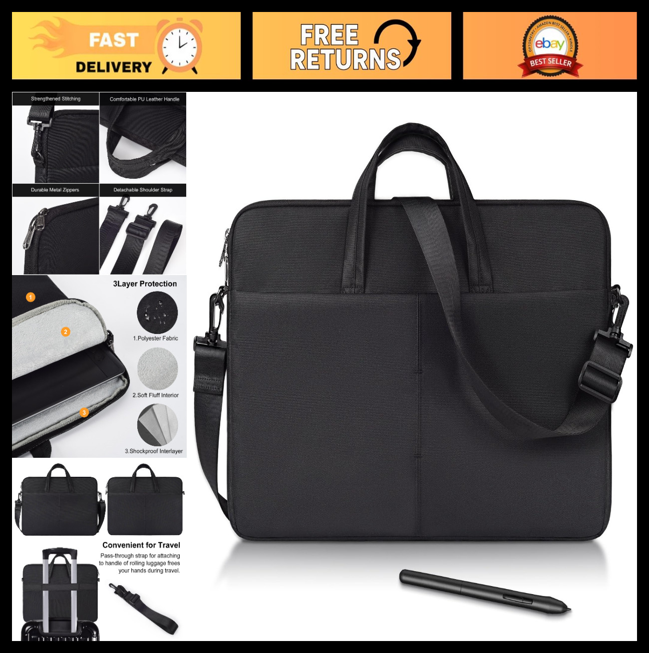 Universal Graphics Drawing Tablet Sleeve Case Bag for Wacom, XP-Pen, Huion - Tra