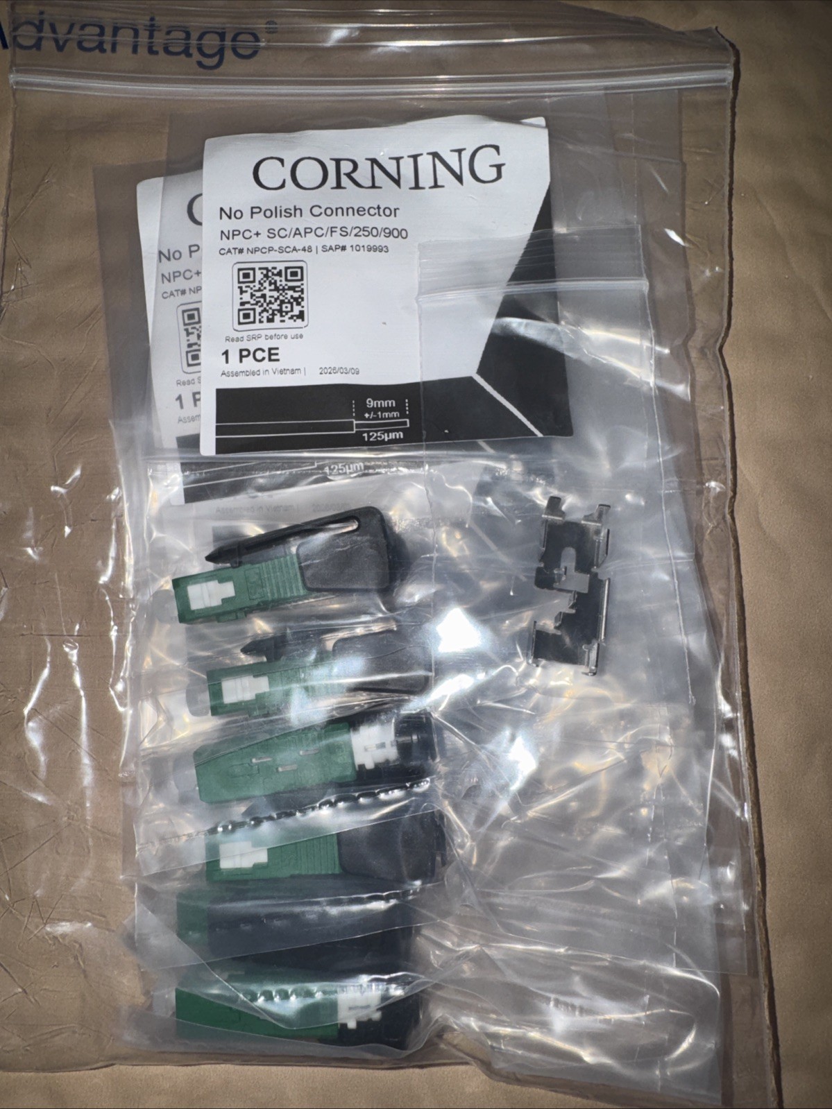 Corning NPCP-SCA-6 NPC+ SM SC/APC FS No Polish Connector, 6/Pk