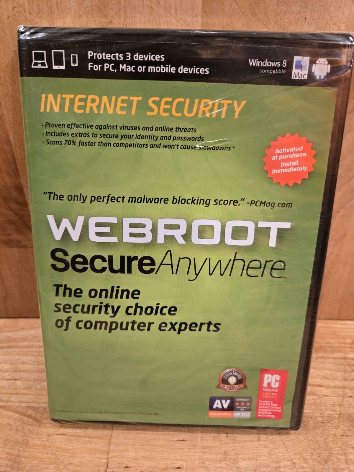 Webroot SecureAnywhere Internet Security Plus CD 3-Device-Sealed-Free Shipping