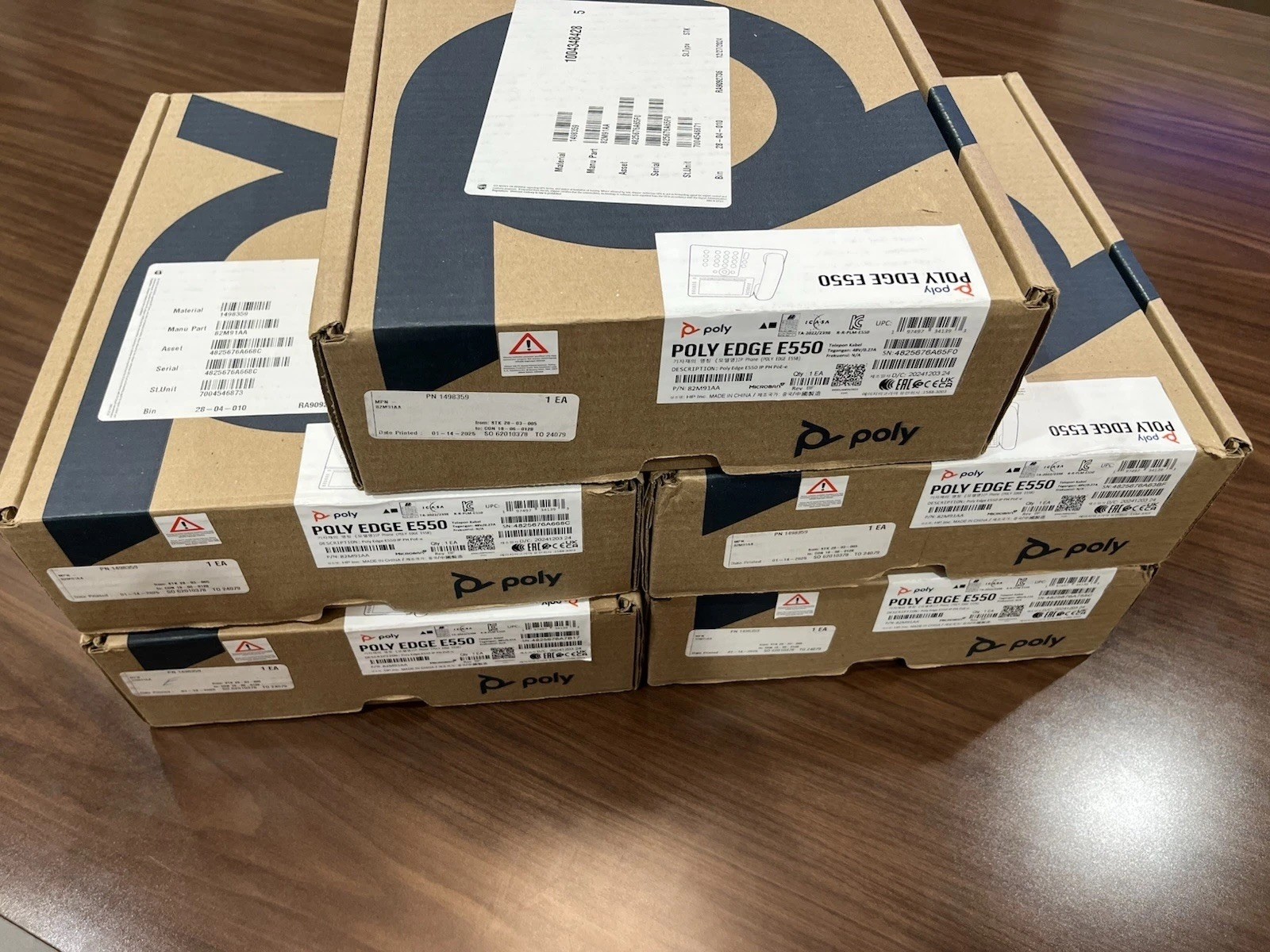 Lot Of 5 Poly Edge E550 82M91AA IP Desktop Phone PoE New In Box
