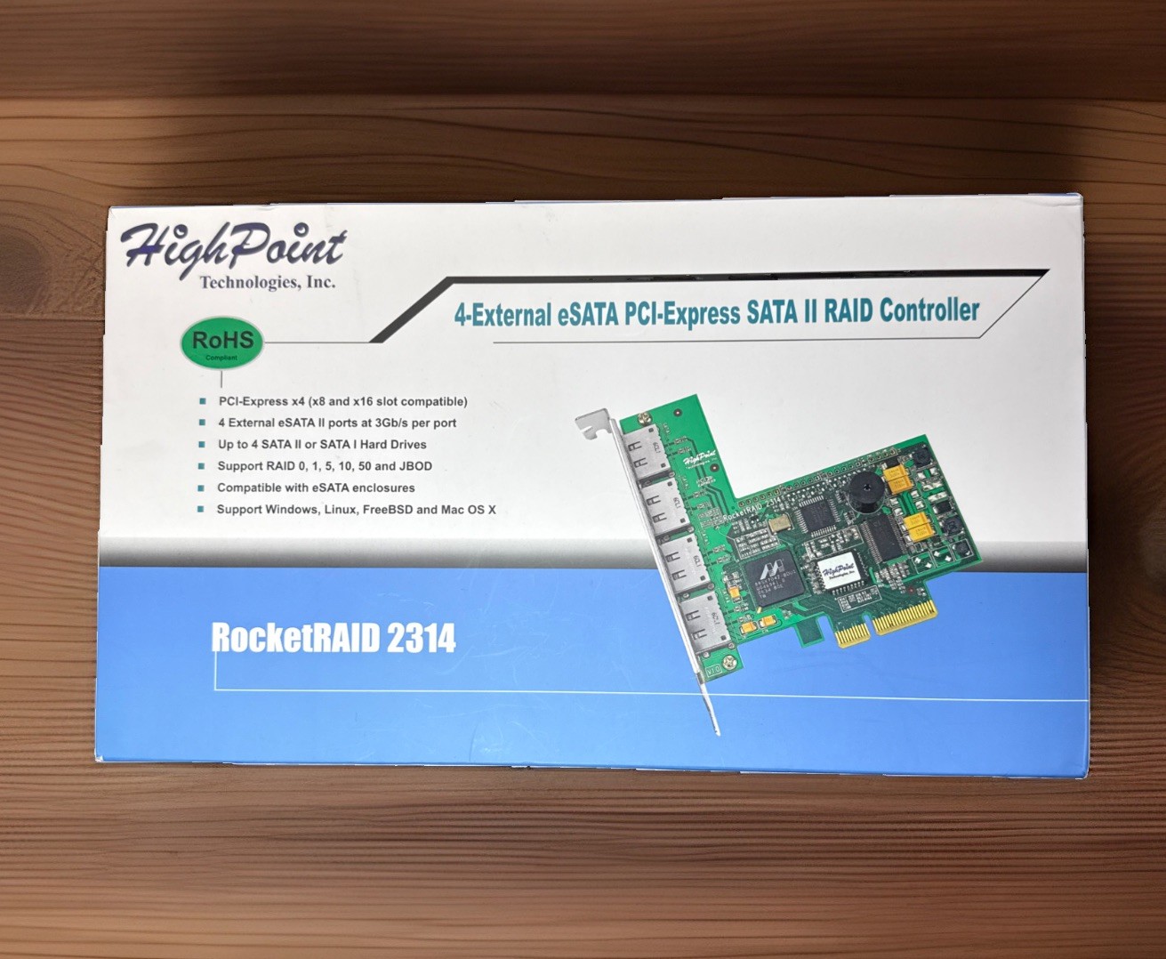 HighPoint RocketRAID Model 2314 4 channel PCI-e to SATA II Raid Controller Card
