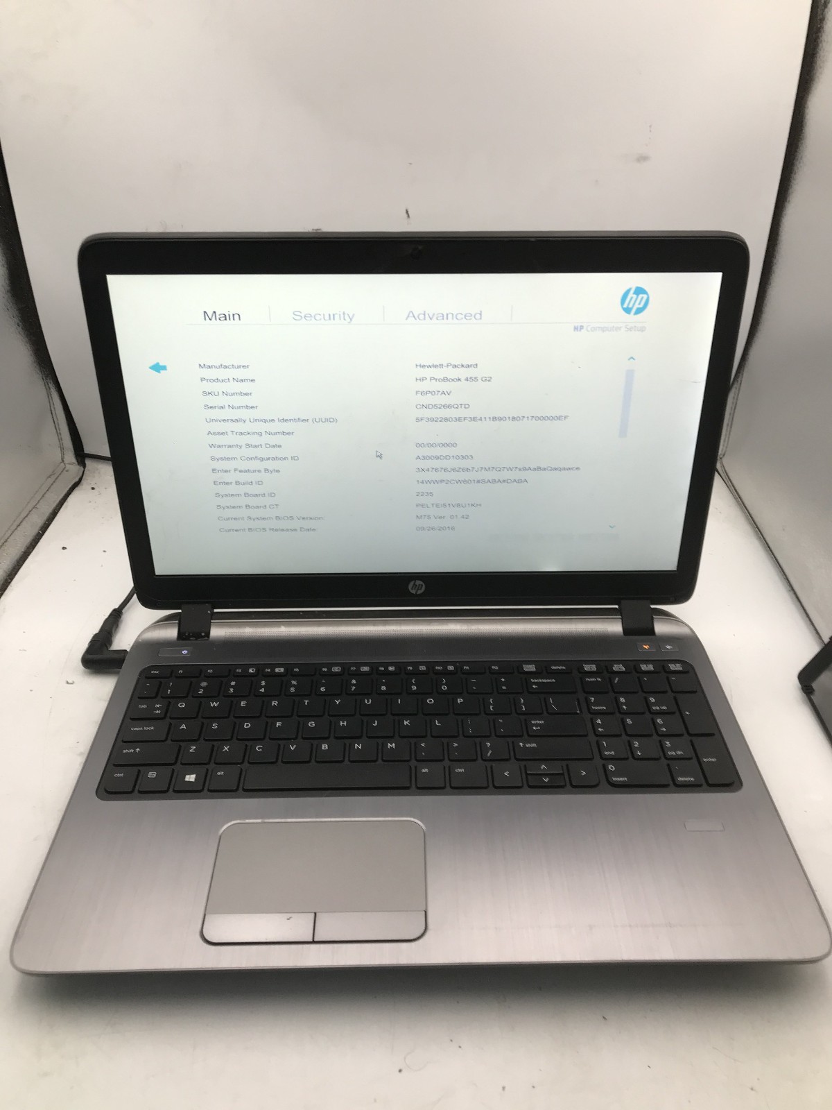 HP PROBOOK 455 G2 - BOOTS TO BIOS - AMD A SERIES CPU - NO RAM - READ DESCRIP -BB