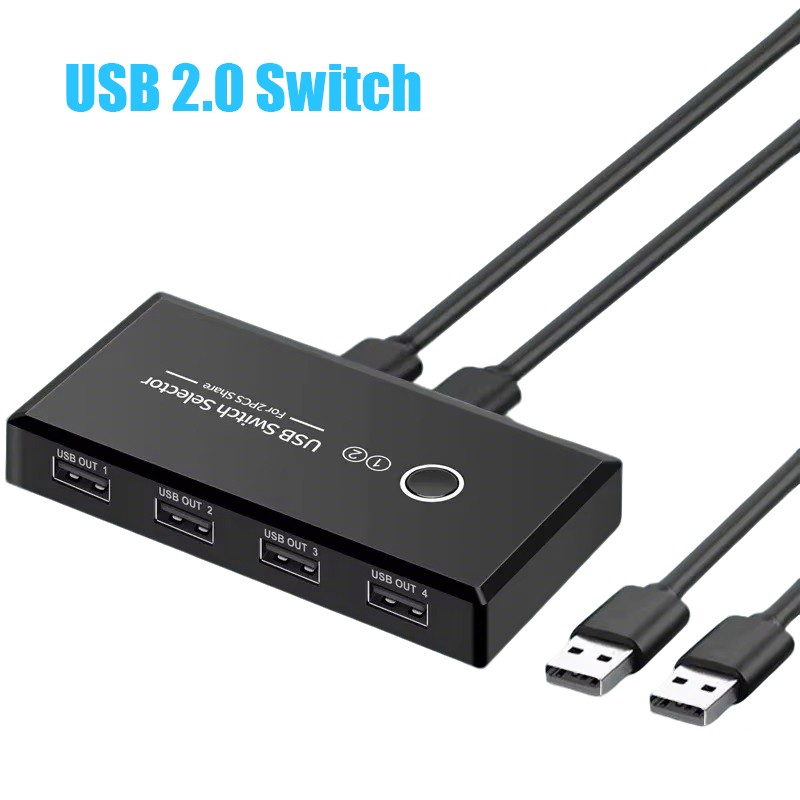 2‑In‑4‑Out USB 3.0 KVM Switch for 2 PCs Sharing 4 USB Peripherals Desktop Laptop