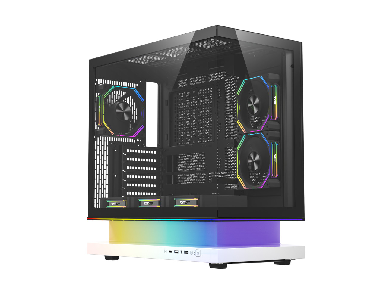 darkFlash FLOATRON F1 ATX Mid Tower Gaming PC Case, 270° Frameless Tempered