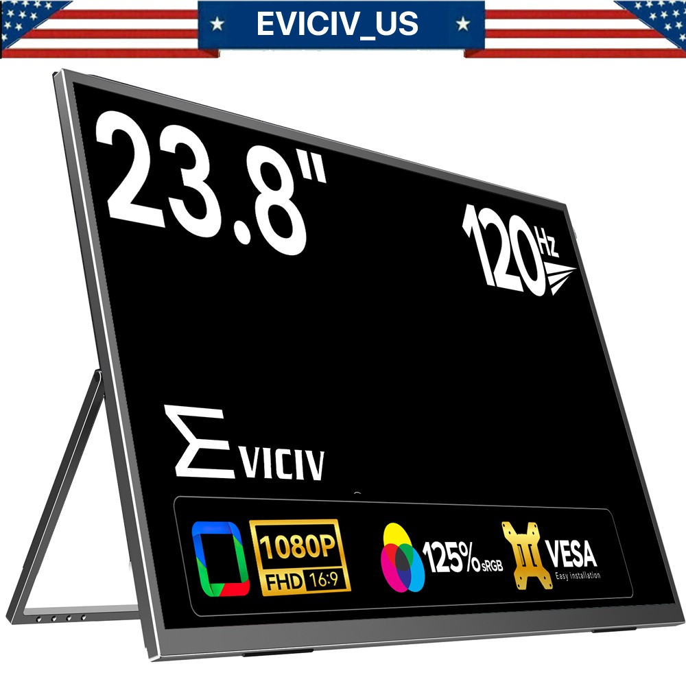 23.8" 120Hz Portable 100%sRGB Screen Monitor Display For Raspberry Pi 5 Mini PC
