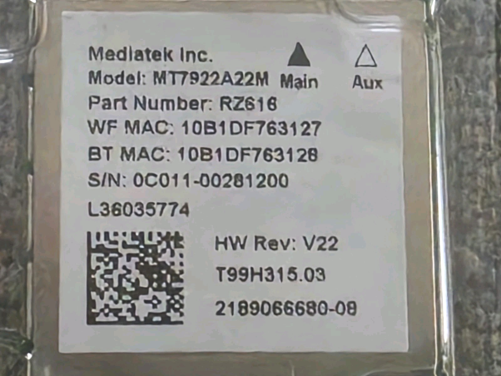 Mediatek MT7922A22M RZ616 M.2 WiFi6E WL BT Tri-Band Network Card Module