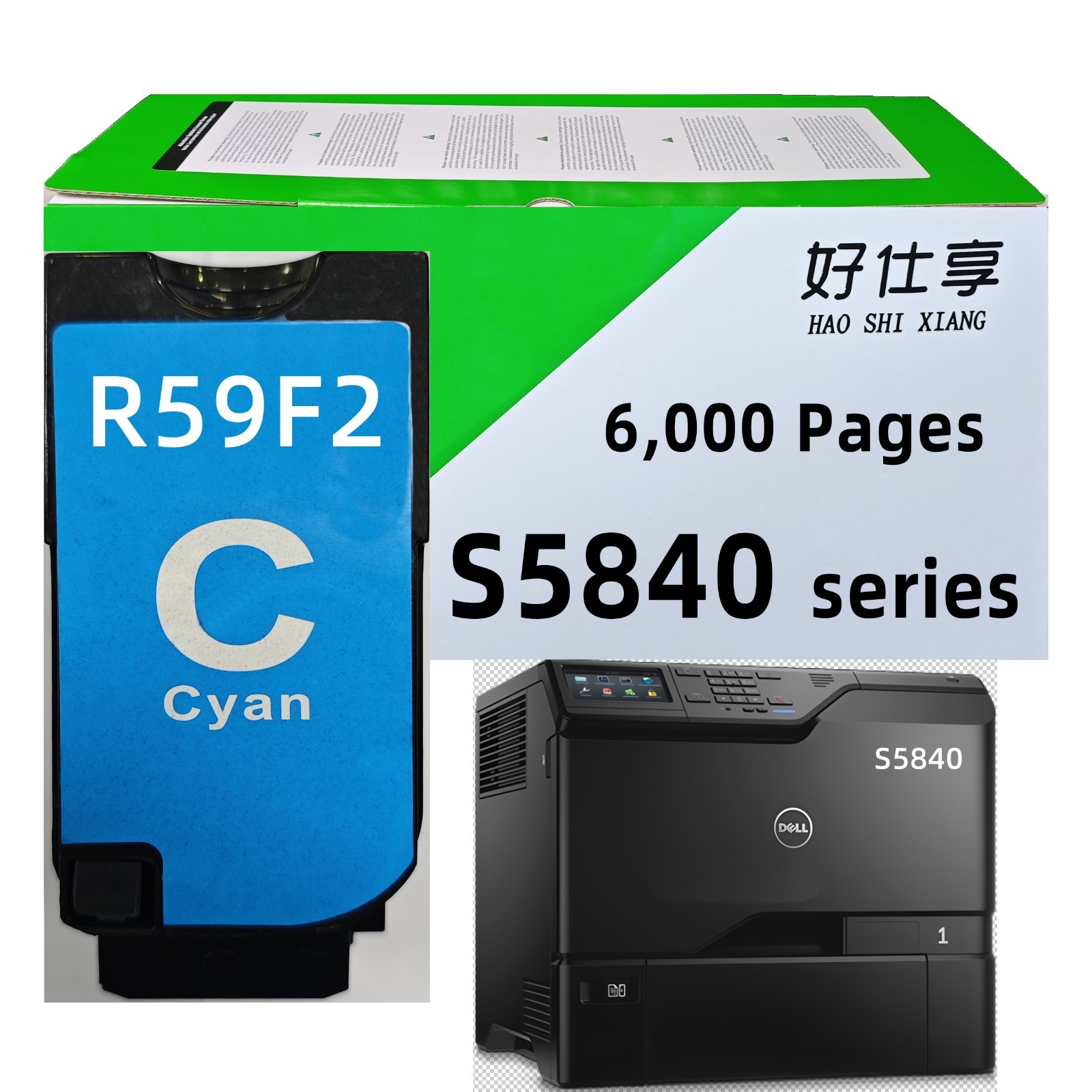 S5840 Cyan Toner Cartridge Compatible for Dell R59F2 S5840DN S5840CDN Printer