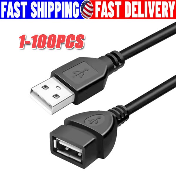 High-Speed USB-USB Extension Cable USB 2.0 Adapter Extender Cord Male/Female LOT