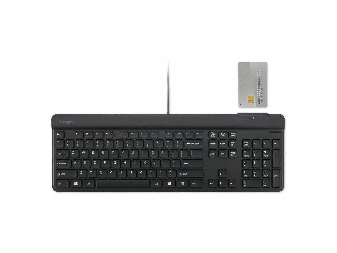 Kensington KB201C Simple Solutions Wired Keyboard with Smart Card Reader (CAC),