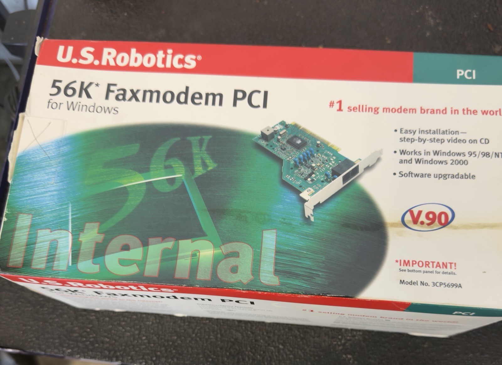New In Box US Robotics 3Com 3CP5699A Computer Internal Fax Modem Card PCI 56K